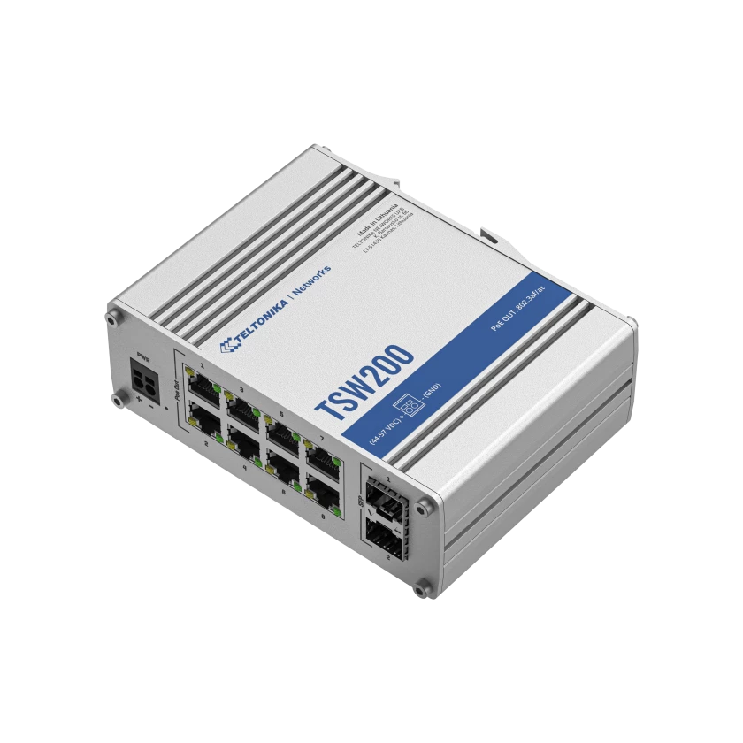 TSW200 8-port PoE+ Switch with 2 SFP ports